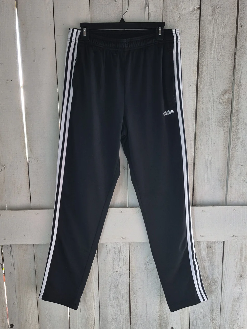 adidas Black Track Pants with White Side Stripes - Men